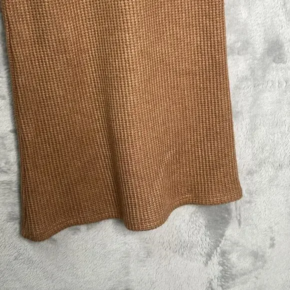 ZENANA‎ Wide Leg Lounge Pants Womens Sz S Deep Camel Waffle Knit Pull On Comfort - Picture 4 of 13
